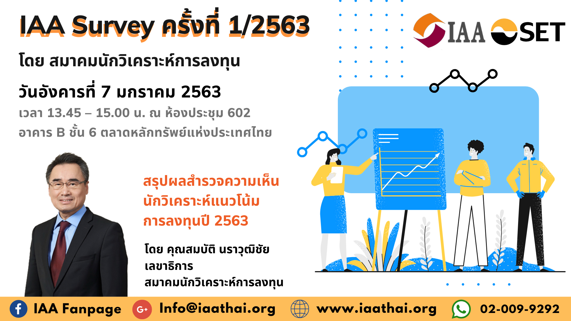 IAA SURVEY ครั้งที่ 1/2563 สรุปผลสำรวจความเห็นนักวิเคราะห์แนวโน้มการลงทุนปี 2563